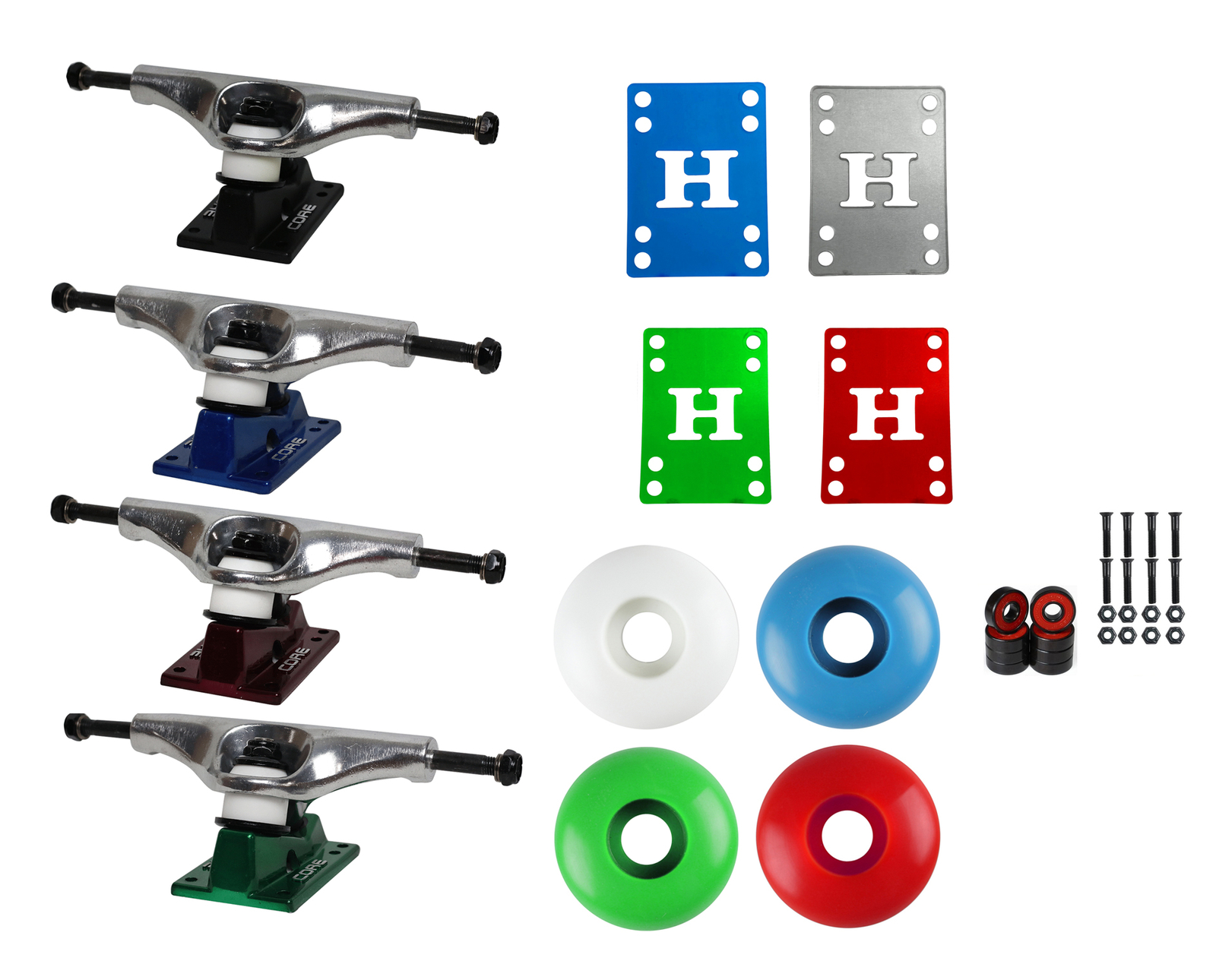 Hollow Trucks Wheels Bearings Combo - Lightweight Complete P