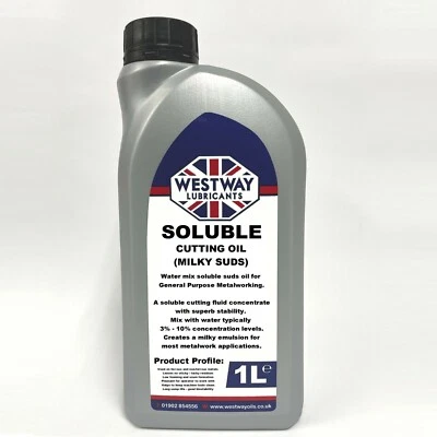 WESTWAY LUBRICANTS LTD 1L Grinding Oil, Soluble Cutting Oil , Water Soluble , Milky White 1 Litre