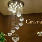 Villa Crystal Spiral Ball Pendant Light Hotel Chandelier Staircase Ceiling Lamp