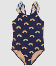 69 Crewcuts By J.Crew Kids Girls Blue Rainbow Print One-Piece Swimsuit Size 3