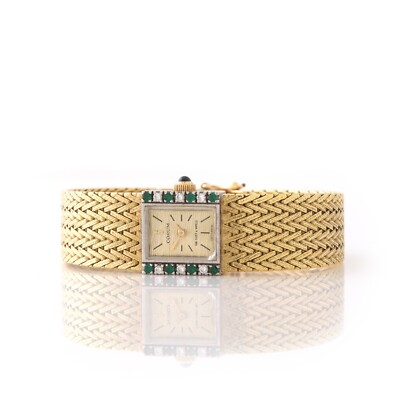 Corum For Van Cleef & Arpels Ladies Emerald & Diamond Manual Wind Watch 18k Gold