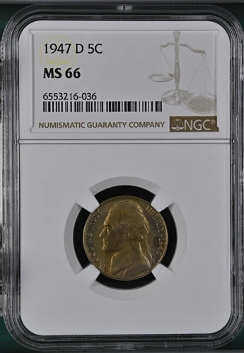 1947-D 5C  Jefferson Nickel NGC MS66  6553216-036
