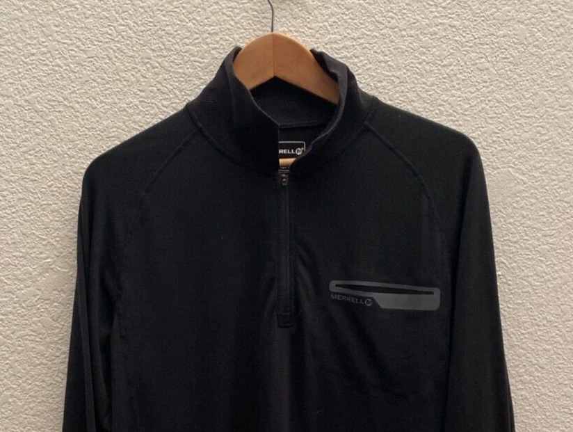 Пуловер Merrell UPF 30+ Opti-Wick 1/4 на молнии рубашка средний черный для бега на открытом воздухе - Изображение 4 из 4