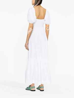 ganni cotton poplin maxi dress Ganni Poplin Smocked Maxi Dress, White / 38