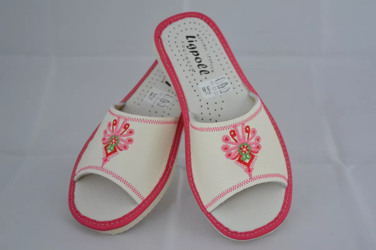 Pantoufles en cuir mules chaussons babouche Femme pointure 35 au