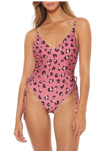 BCBGMAXAZRIA Women's Bandeau One-Piece Swimsuit – Removable Cups & Halter, Floral Print