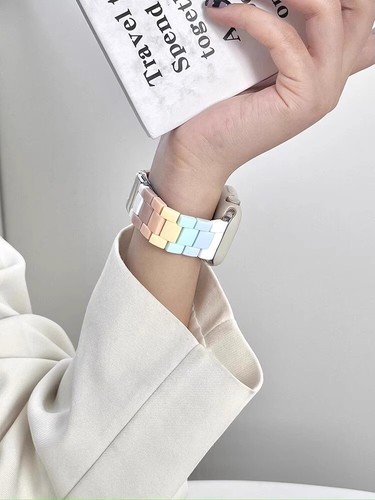 For Apple iWatch Series Watch Strap Colorful Rainbow Resin Watch Strap Band New - 第 14/29 張圖片