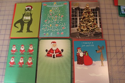 Lot of 20 Christmas Cards Recycled Paper Greetings 10 diff styles -Santa, Trees