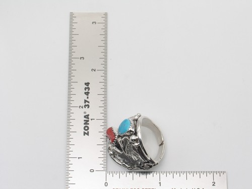 Native American Navajo Handmade Sterling Silver & Multi-Stone Ring Size 9.5 - Picture 7 of 8