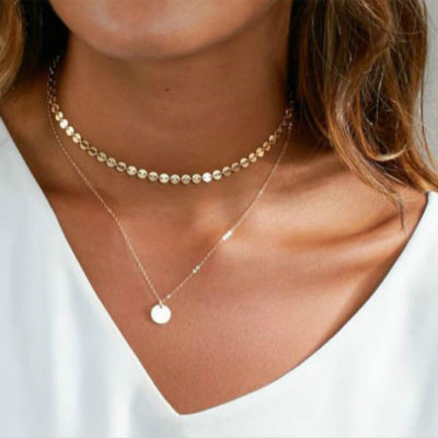 Kette Halskette Chocker Doppelt Circle Kreis Rund Neu Silber