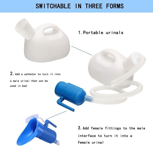 Ergonomic 2000ML Urinal Bottle with Cleaning Brush - Thick Plastic & Leak-Proof - 第 6/9 張圖片