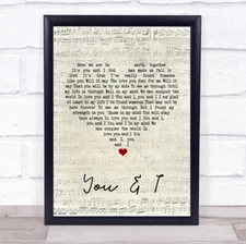 You And I Script Heart Song Lyric Quote Print