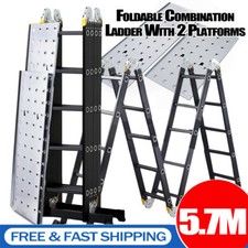5.7M Combination Folding Ladder 20 Steps Multi-Purpose Extendable with Platform