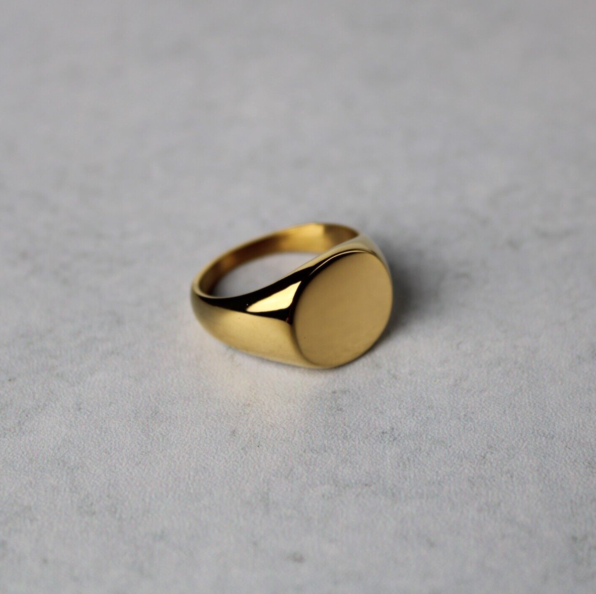 Gold Oval Signet Ring Stainless Steel Gold Plated Blank Pinky Ring