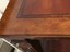 ethan allen townhouse dining table with burl trim - seats 8-10 with extension