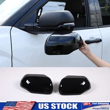ABS Gloss Black Side View Mirror Cover Overlay Fits Tundra Sequoia 2022-2024