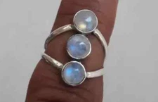 Rainbow Moonstone 925 Sterling Silver Handmade Statement Ring All Size R21