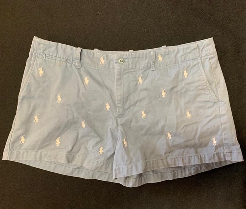 Ralph Lauren Sport Women's All Over Pony Shorts Blue Size 14