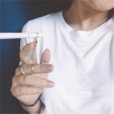 Lady Men Metal Cigarette Holder Finger Hand Rack Stand Smoking Ring Vintage Gold