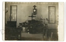 RPPC Interior Old Church at GOODYEAR PA Cumberland County Real Photo Postcard