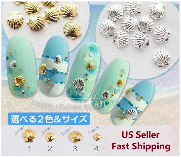 Se Shell Jar 20pcs 3D Gold Nail Art Metal Ocean Sea Shell Starfish Clams Studs ...