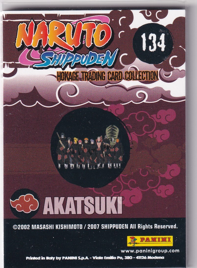 Panini Naruto Shippuden Hokage Trading Card Karte Nr. 134 Akatsuki