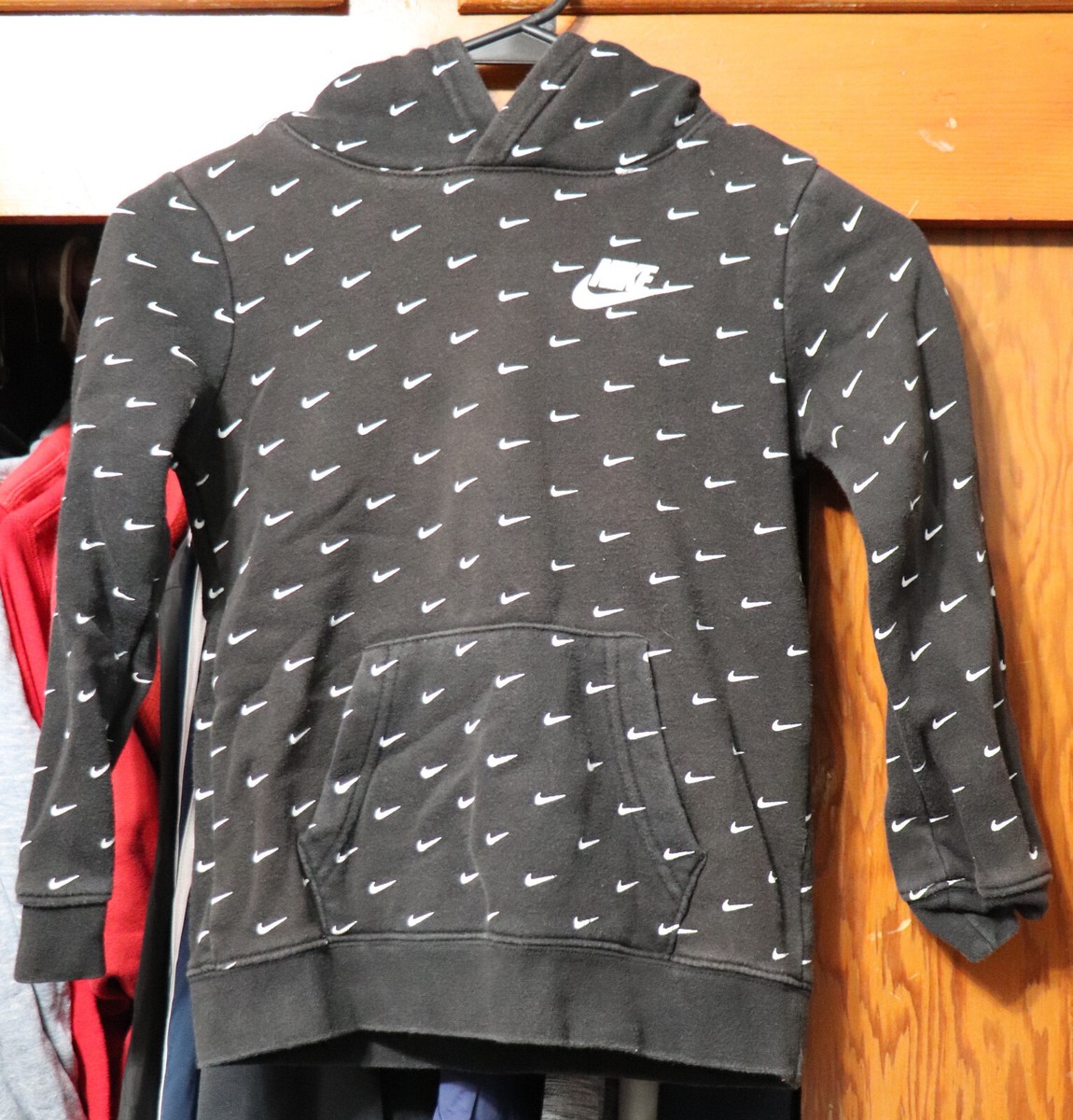 Nike Sportswear Club Fleece AOP Swoosh Logo Print Hoodie