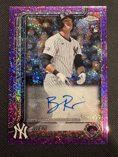 2025 Topps Chrome Rookie Auto Ben Rice #RA-BR Purple Speckle Refractor /299