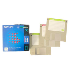 Sony 10 MFD-2HD DS IBM Formatted 1.44mb Micro Floppy Disks 3 w/Box, Open