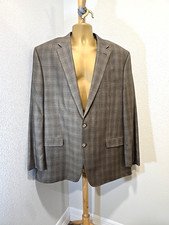 Vtg Lauren Ralph Lauren Silk Wool Sport Coat Blazer Jacket 48L Plaid Career