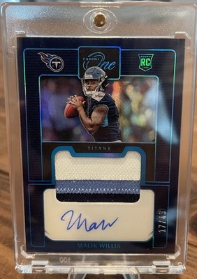 2022 Panini One Malik Willis Patch Auto /49 #140 RPA Rookie Miami Dolphins QB1!