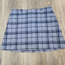 NIKE Dri-Fit Golf Scroll Plaid Check Print Shorts Skort Skirt 12 Tennis Yoga Gym