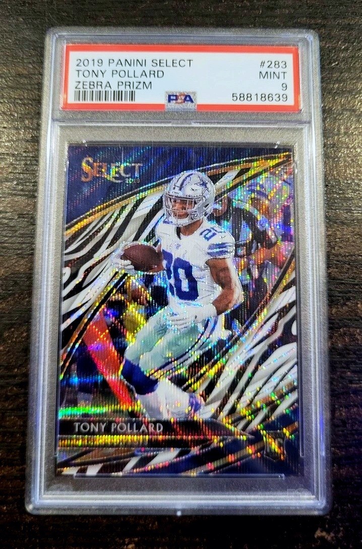 Tony Pollard 2019 Panini Select #283 Zebra Prizm Rookie Card PSA 9.0