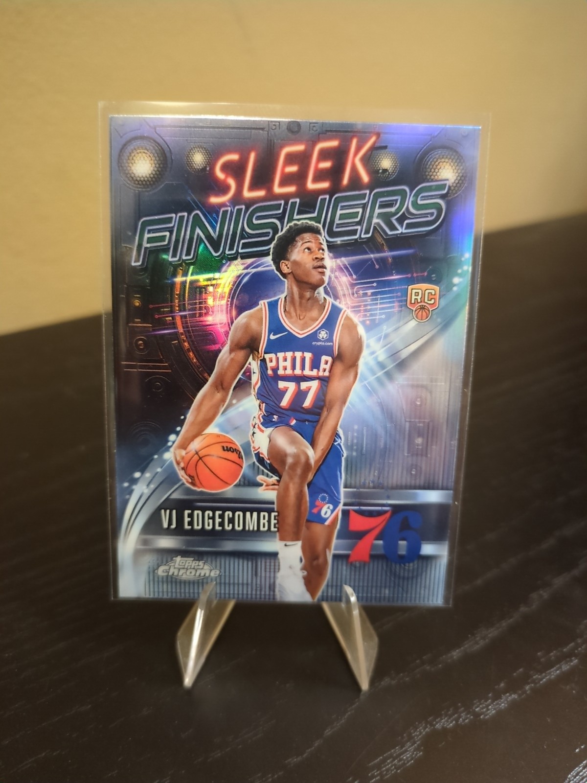 2025 Topps Chrome VJ Edgecombe Sleek Finishers Rookie Refractor RC 76ers Mint