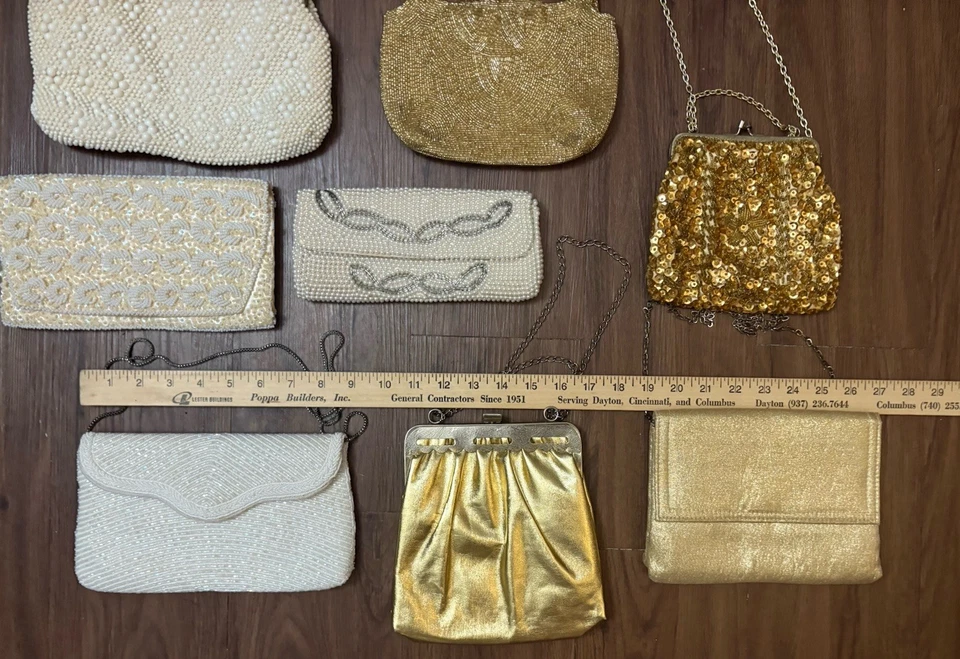 Lote de 8 bolsos de noche vintage carteras cadena correas y clutch’s Foto 2 de 4