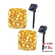 Solar String Lights Outdoor - 2 Pack Total 66ft 200LED Solar Fairy Warm White