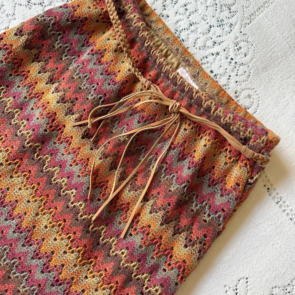 Vintage Y2K Xhilaration Boho Crochet Chevron Midi Skirt Youth Girls Size Medium - Image 2 of 4