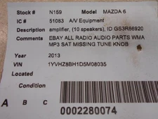 Audio Equipment Radio Tuner And Receiver Am-fm-cd Fits 11-13 MAZDA 6 184341