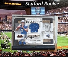 09 Matthew Stafford MVP Donruss Threads Rookie Materials Autographs /50 SSP Mint