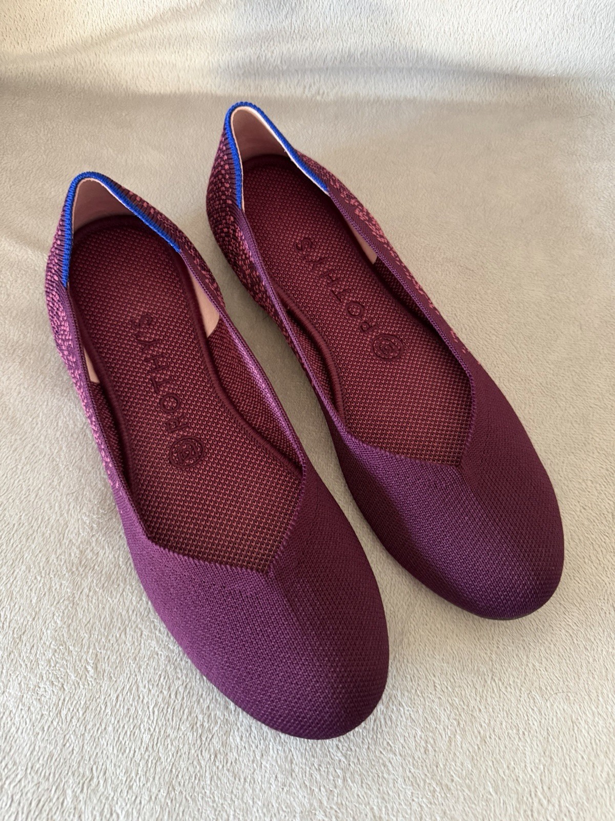 Rothy's Women's Burgundy Fig Python Round Toe Bal… - image 1