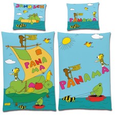 Janosch Bettwäsche Panama Tigerente | 100% Baumwolle Linon 135x200 cm 80x80 cm