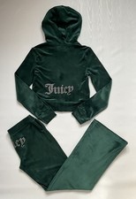 NEW JUICY COUTURE Velour OG Bling Tracksuit Set Jacket Pants Pine Size M