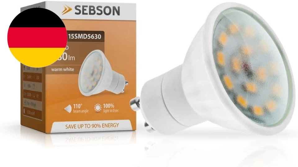 SEBSON LED Lampe GU10 Warmweiß 5W - 10Er Set - Ersetzt 35W Halogen, 380 Lumen, G - Bild 3 von 4