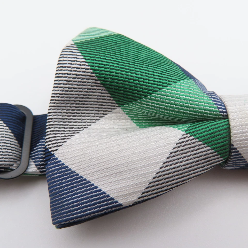 Pajarita Chaps verde azul a cuadros 2" de ancho preatada poliéster Foto 3 de 3