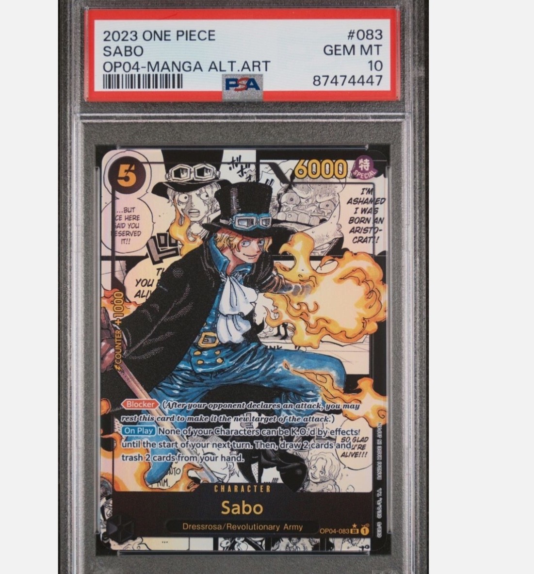 Sabo Manga Alt Art OP04-083 Kingdoms Intrigue One Piece PSA 10 English