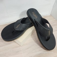 Flojos Men's Memory Foam Sandals Flip Flops Black Size 8