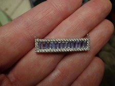 Colleen Lopez Sterling Silver Baguette TANZANITE & Wh. Topaz Necklace 18