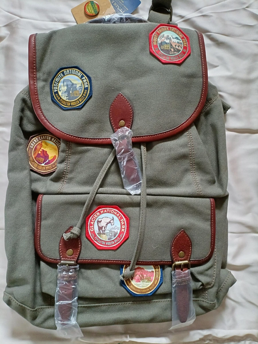 RARE Pendleton National Park Collection Patched Green Canvas Back pack