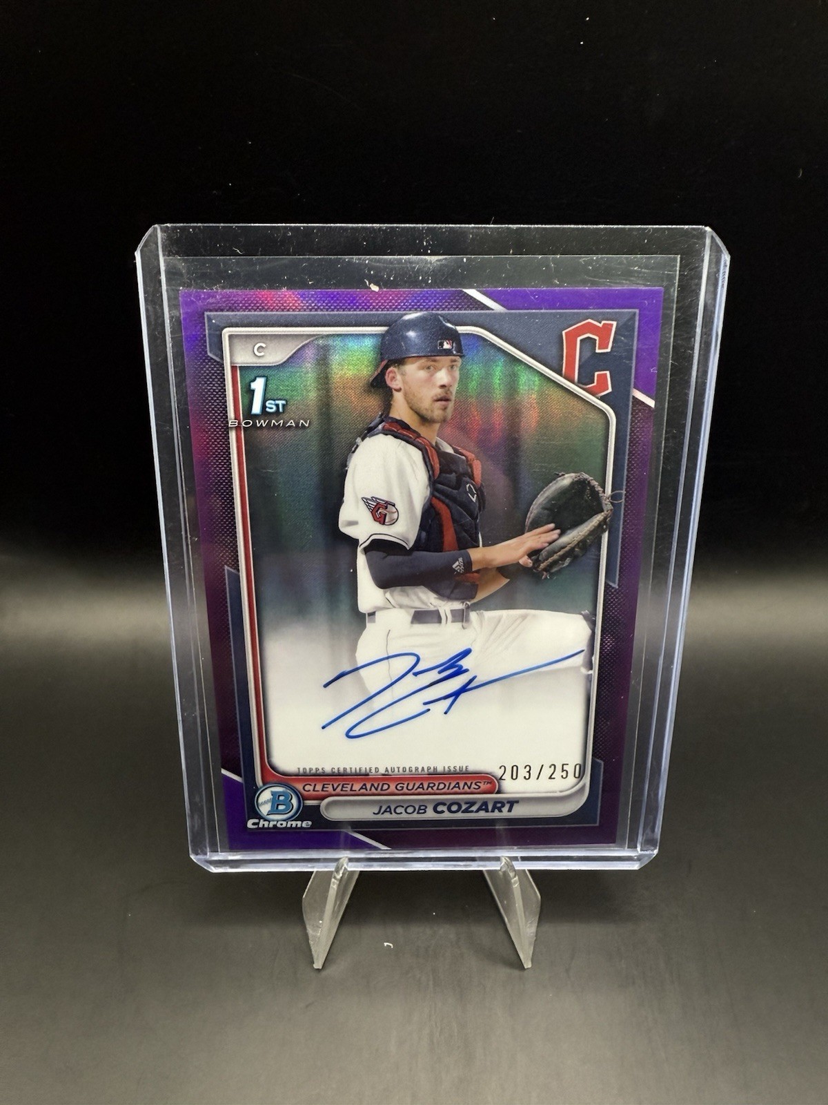 JACOB COZART 2024 BOWMAN CHROME DRAFT 1ST PURPLE REFRACTOR AUTO /250