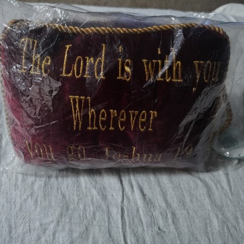 Maroon Christian Bible Joshua and John Verse Pair Accent Pillows Comforting Word - Picture 3 of 10
